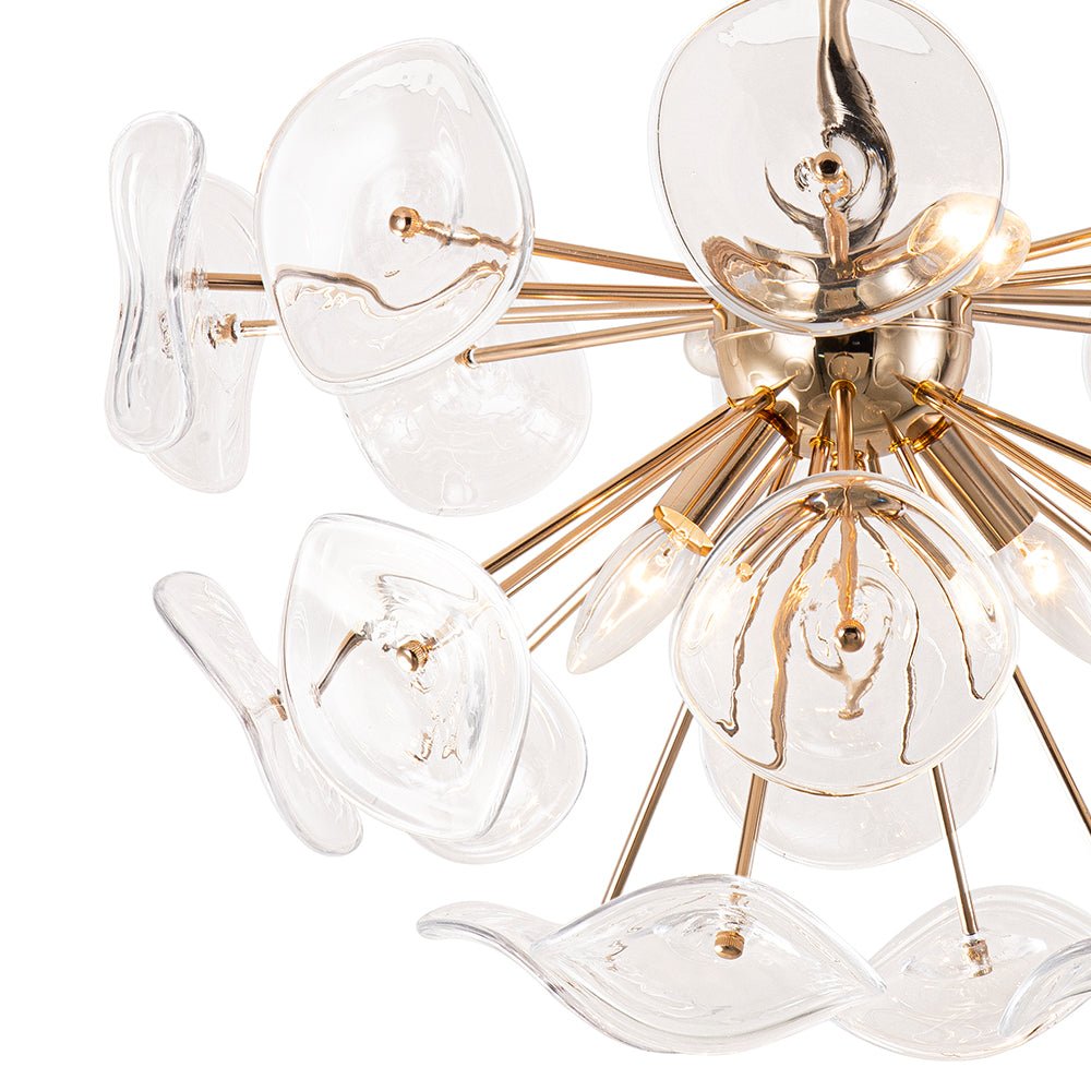 4-Light Glass Sunburst Sputnik Semi-Flush Mount Chandelier