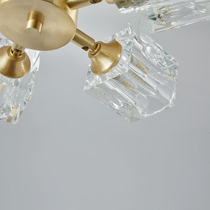 4-light Square Crystal Flush Mount Ceiling Light