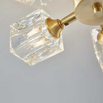 4-light Square Crystal Flush Mount Ceiling Light