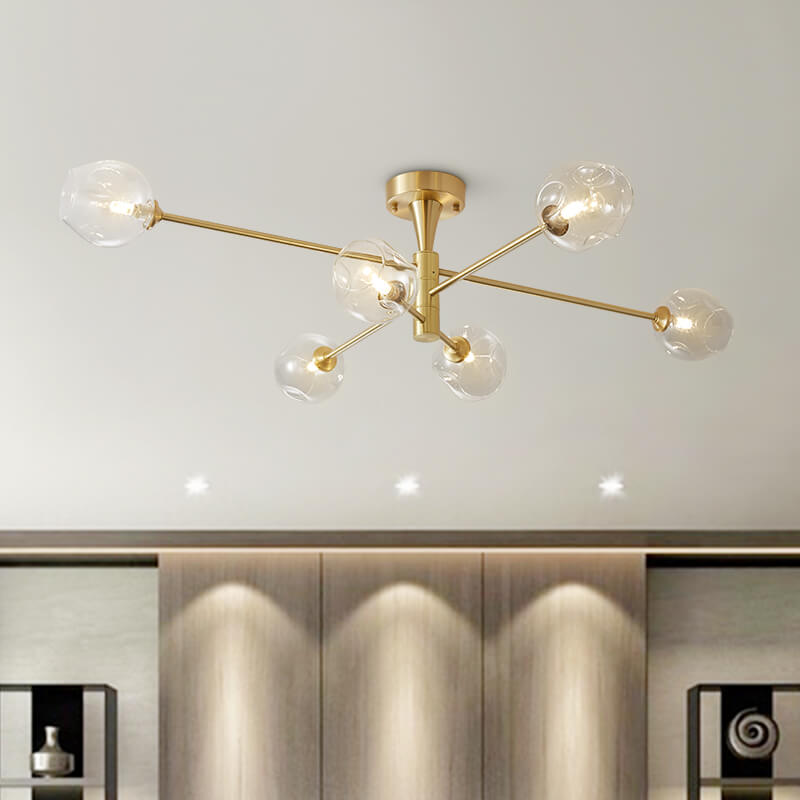 6 Light Sputnik Glass Flush Mount Ceiling Light