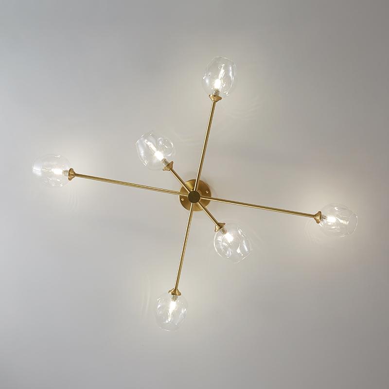 6 Light Sputnik Glass Flush Mount Ceiling Light