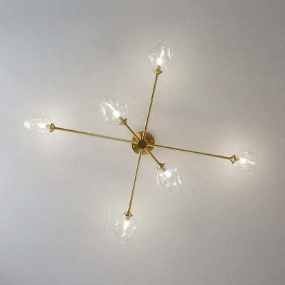 6 Light Sputnik Glass Flush Mount Ceiling Light