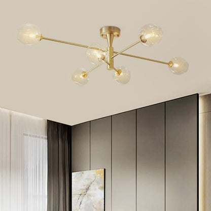 6 Light Sputnik Glass Flush Mount Ceiling Light