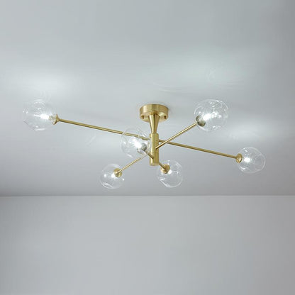 6 Light Sputnik Glass Flush Mount Ceiling Light