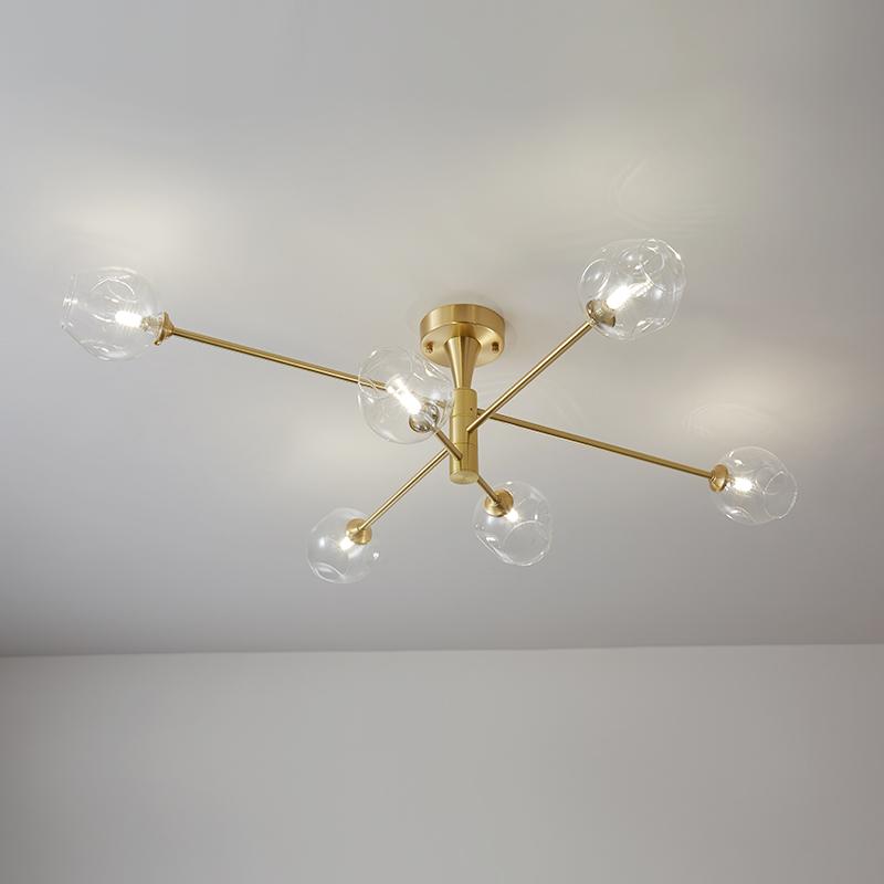 6 Light Sputnik Glass Flush Mount Ceiling Light