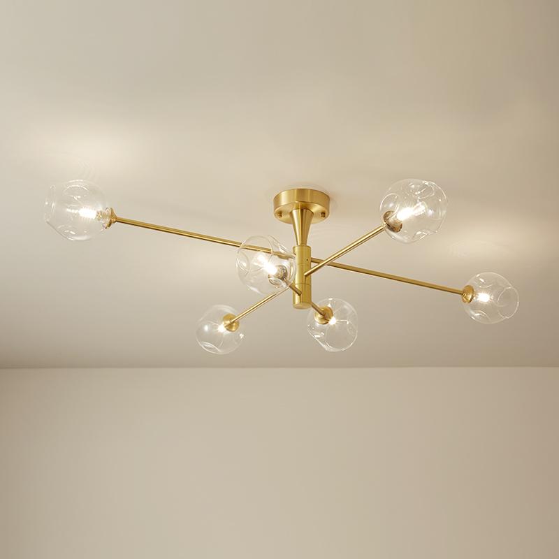 6 Light Sputnik Glass Flush Mount Ceiling Light