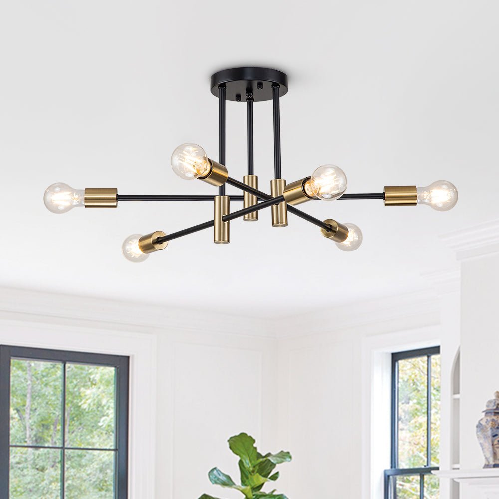 6/8 Light Black Sputnik Semi Flush Mount