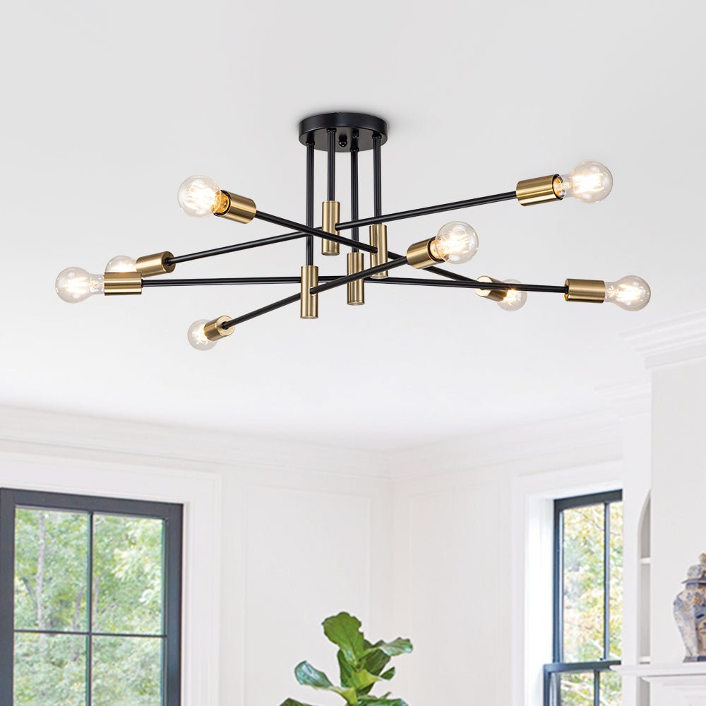 6/8 Light Black Sputnik Semi Flush Mount