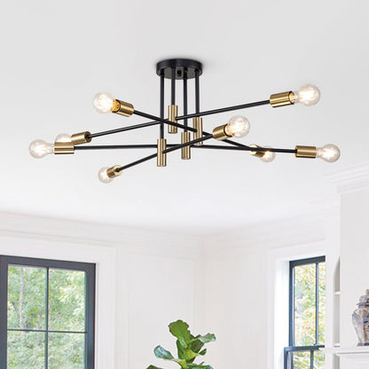 6/8 Light Black Sputnik Semi Flush Mount