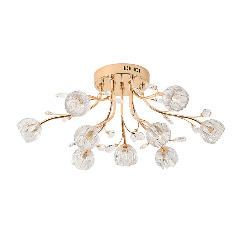 9 Light Sputnik Glass Branching Flush Mount Ceiling Light