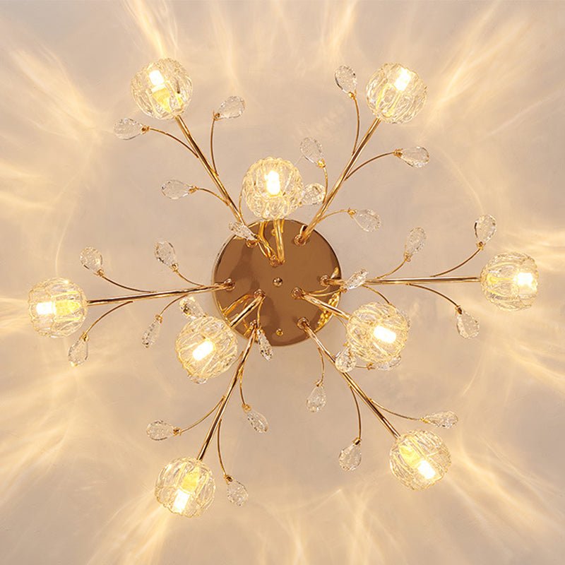 9 Light Sputnik Glass Branching Flush Mount Ceiling Light