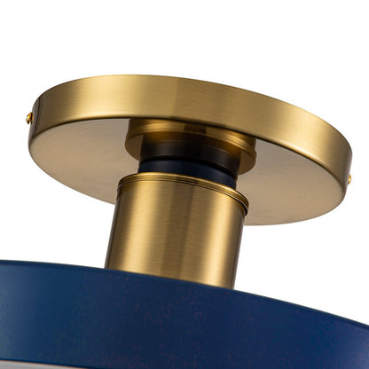 Blue LED Acrylic Drum Semi Flush Mount Ceiling Light