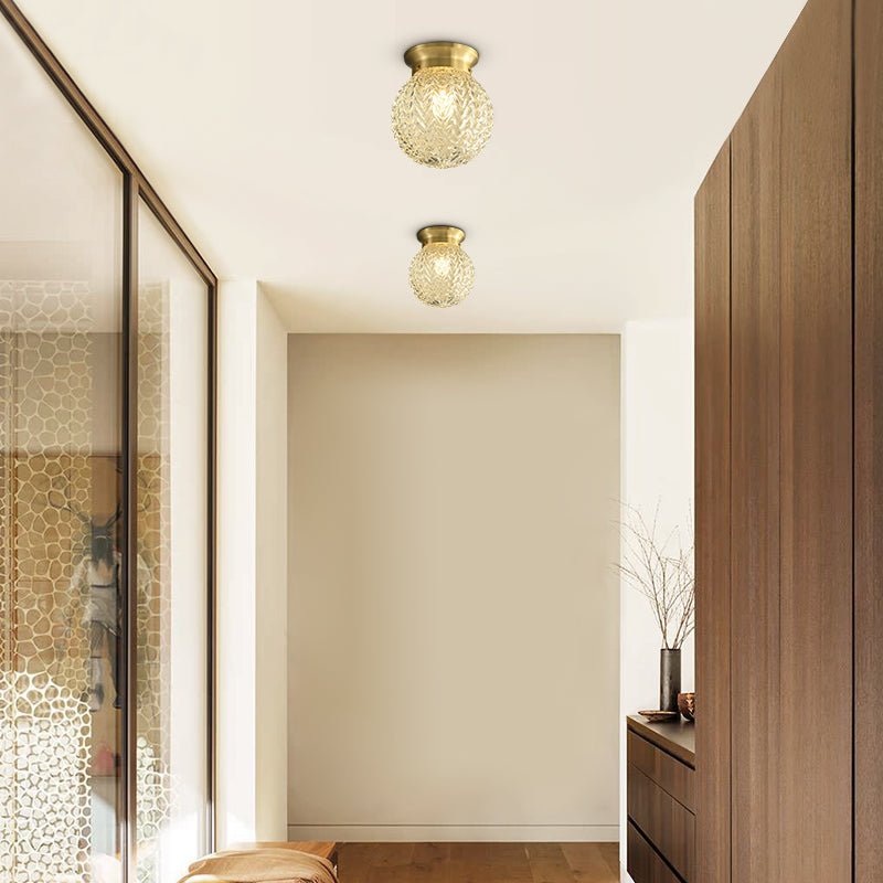 Brass Glass Semi Flush Mount Ceiling Light