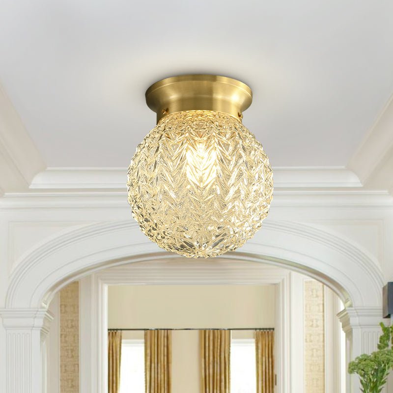 Brass Glass Semi Flush Mount Ceiling Light