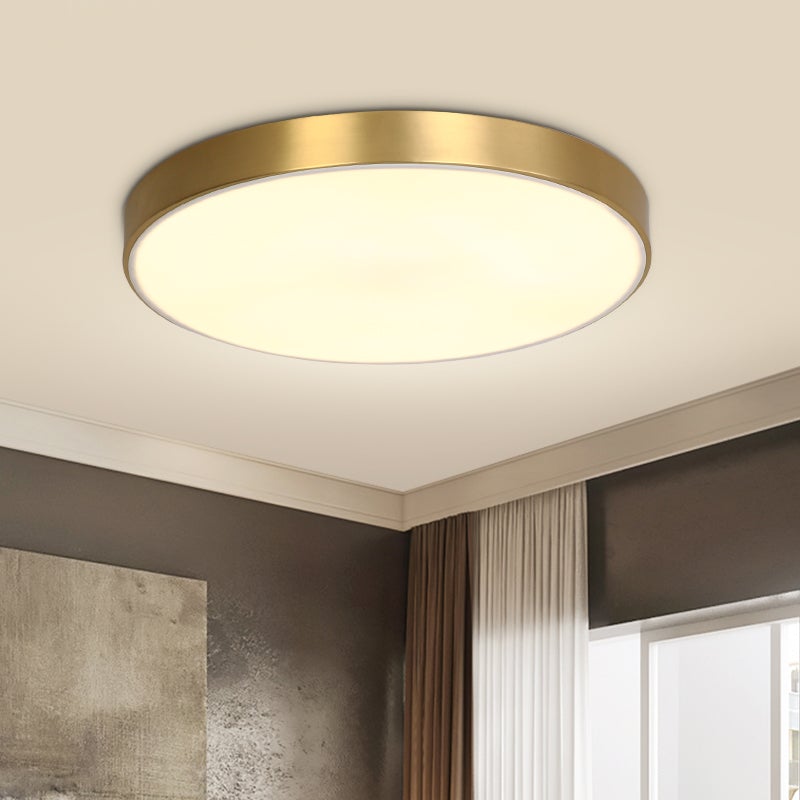 Brass Round Shade LED Ceiling Flush Mount