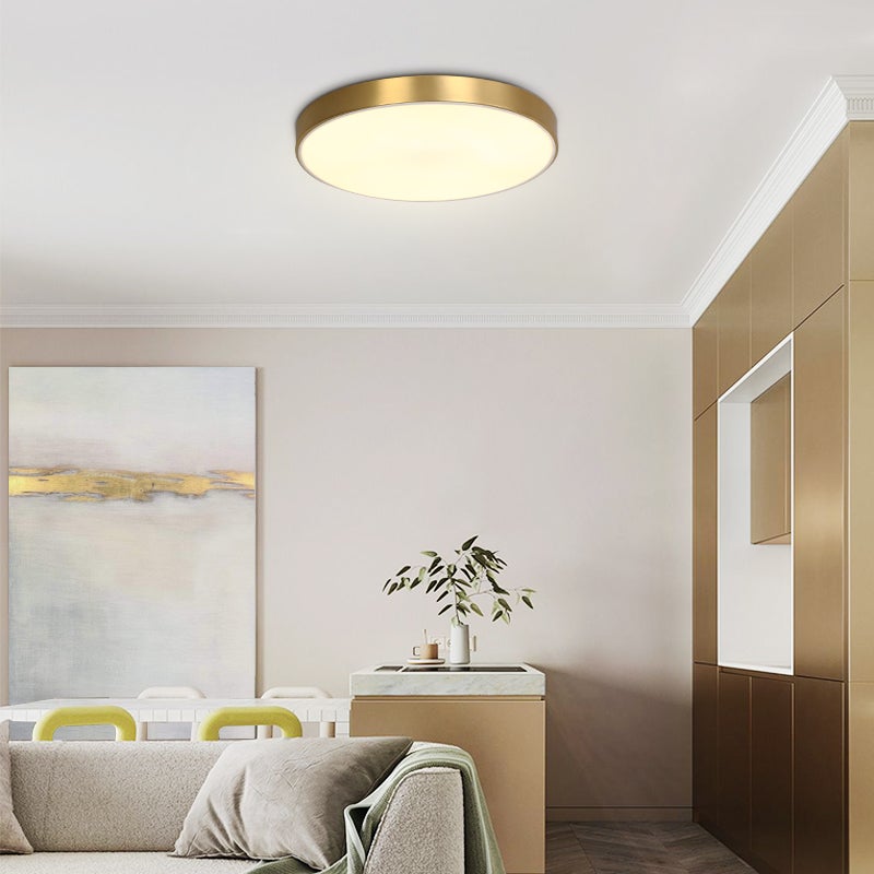 Brass Round Shade LED Ceiling Flush Mount