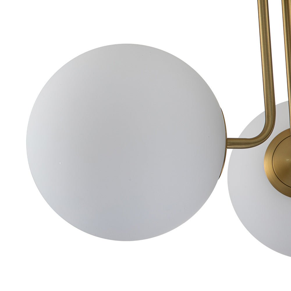 Brass Sputnik Semi Flush Mount with Frosted Opal Globe