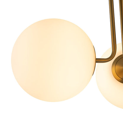 Brass Sputnik Semi Flush Mount with Frosted Opal Globe