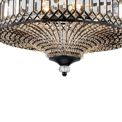 Carved Crystal Drum Semi Flush Mount