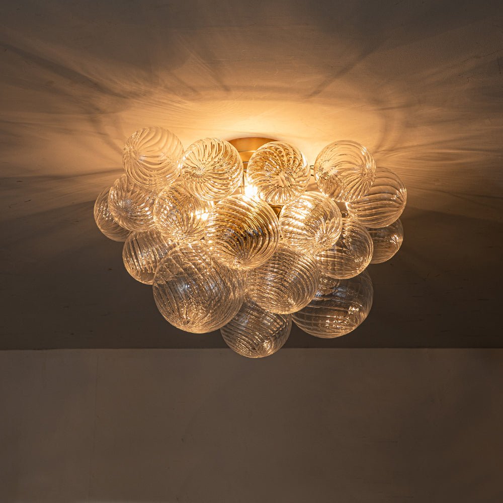 Cluster Glass Bubble Semi Flush Chandelier Light Fitting