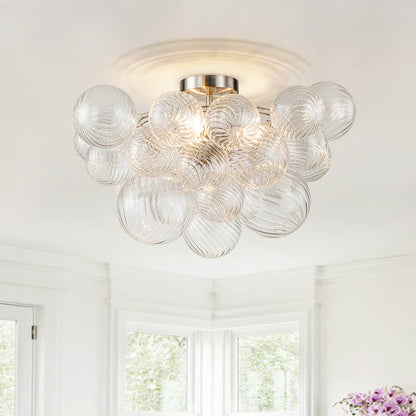 Cluster Glass Bubble Semi Flush Chandelier Light Fitting