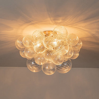 Cluster Glass Bubble Semi Flush Chandelier Light Fitting