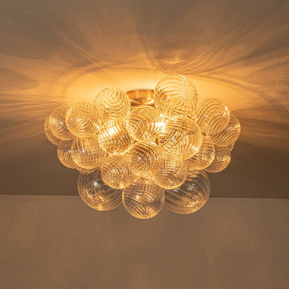 Cluster Glass Bubble Semi Flush Chandelier Light Fitting