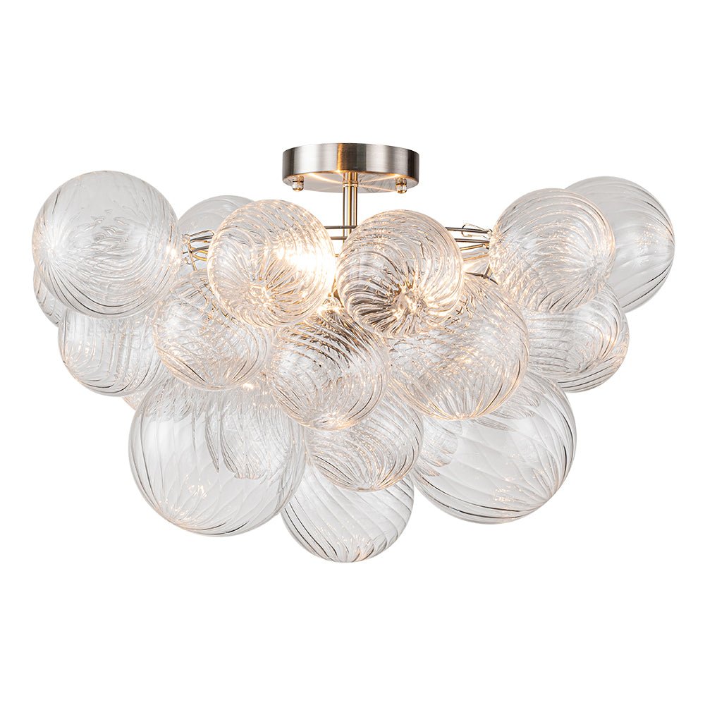 Cluster Glass Bubble Semi Flush Chandelier Light Fitting