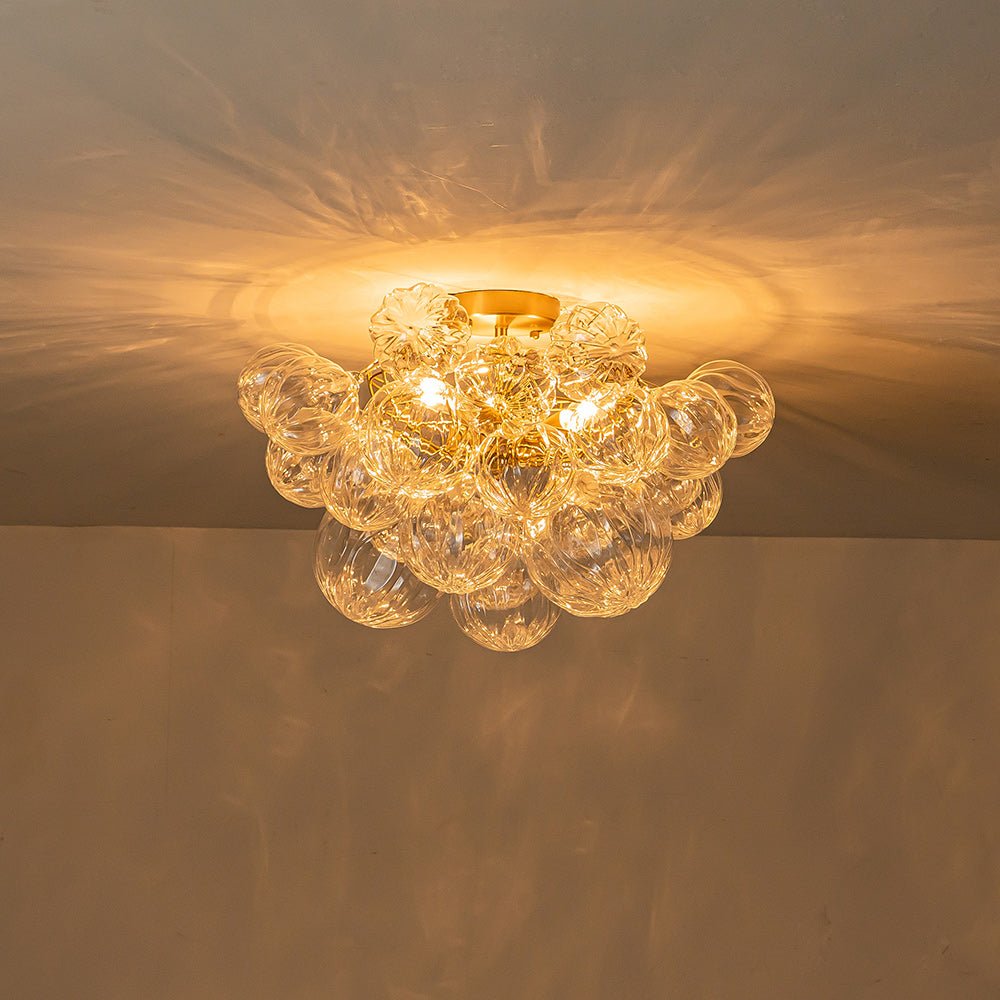 Cluster Petal Glass Bubble Semi Flush Chandelier