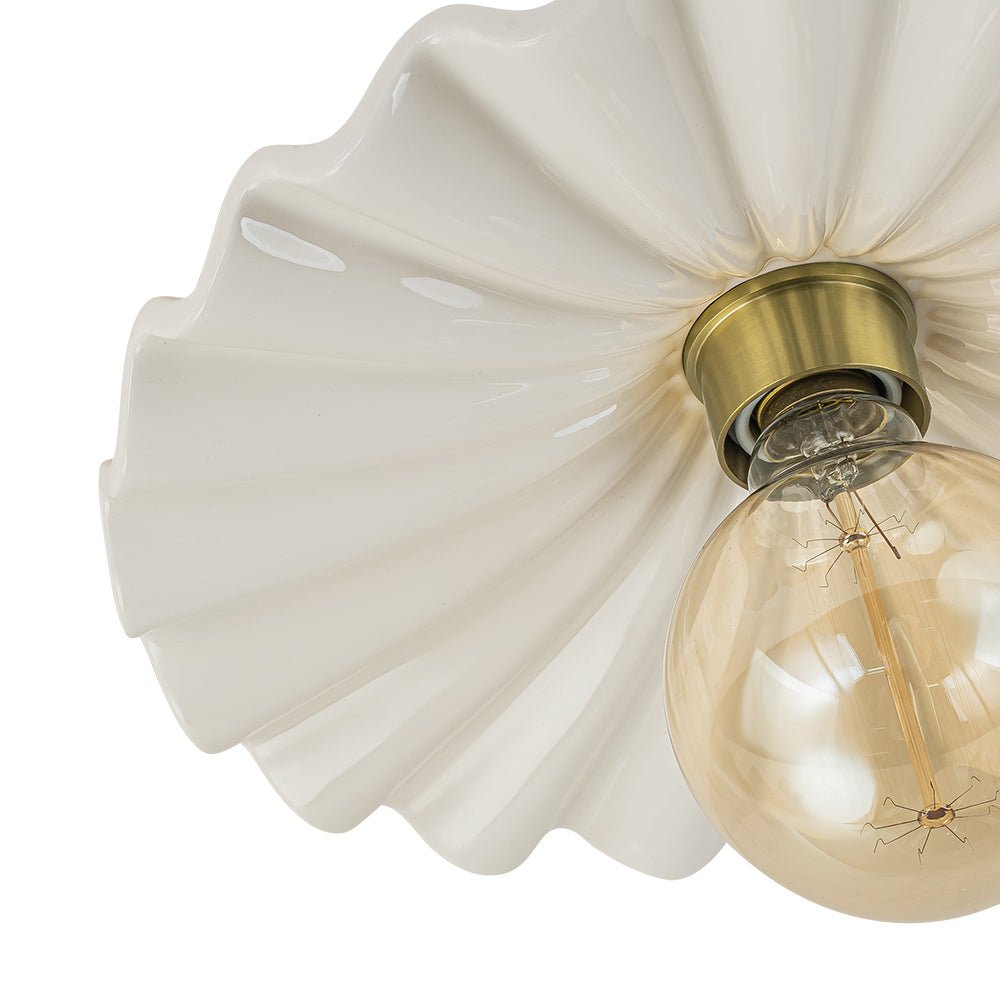 Creamy Ruffled Pleated Semi-Flush Mount