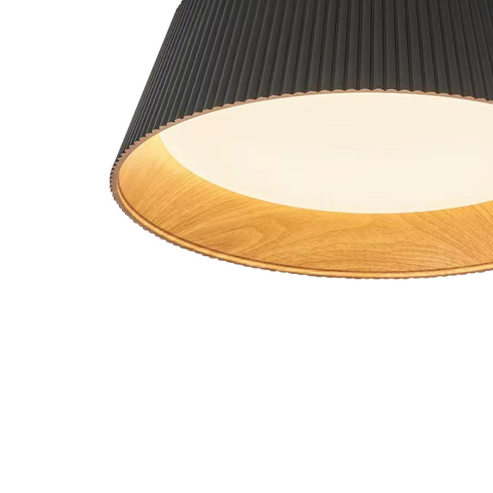 Fluted Ribbed Wood Grain LED Flush Mount Ceiling Light