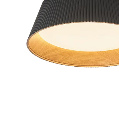 Fluted Ribbed Wood Grain LED Flush Mount Ceiling Light