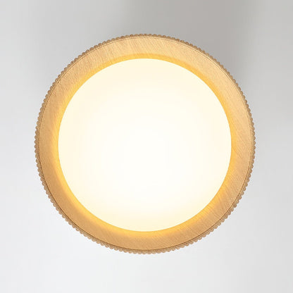 Fluted Ribbed Wood Grain LED Flush Mount Ceiling Light