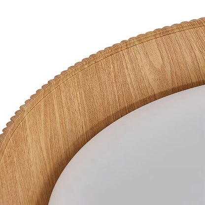 Fluted Ribbed Wood Grain LED Flush Mount Ceiling Light