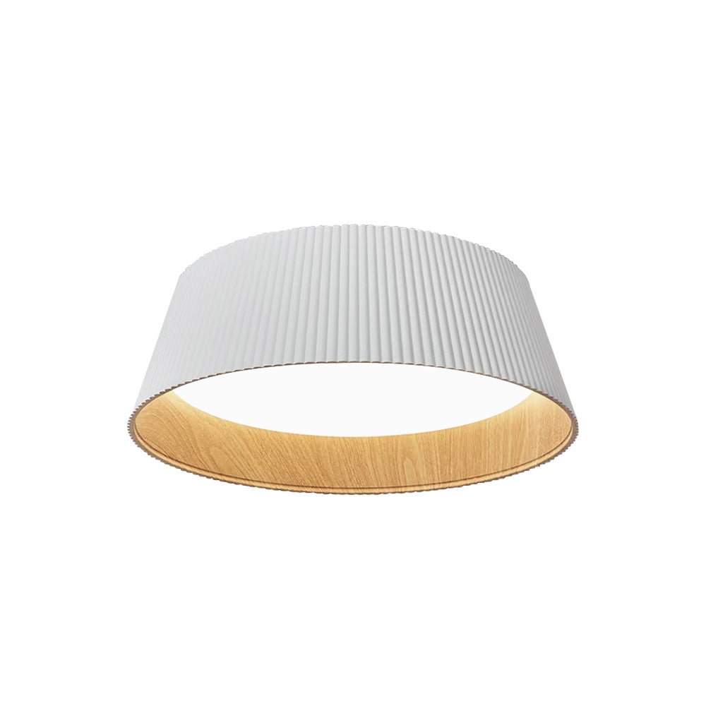 Fluted Ribbed Wood Grain LED Flush Mount Ceiling Light