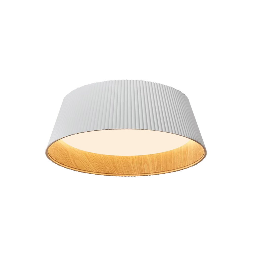 Fluted Ribbed Wood Grain LED Flush Mount Ceiling Light