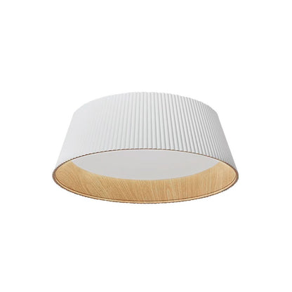 Fluted Ribbed Wood Grain LED Flush Mount Ceiling Light