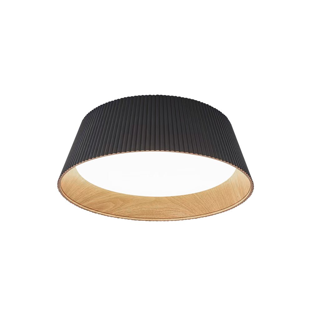 Fluted Ribbed Wood Grain LED Flush Mount Ceiling Light